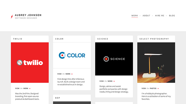 Aubrey Johnson Flat Website Design