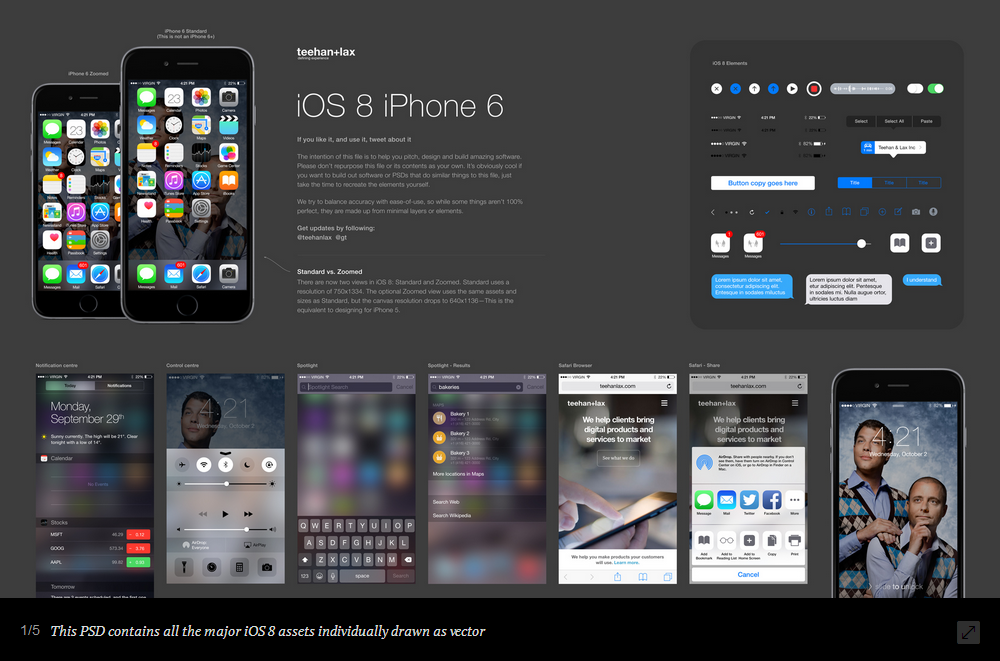 Teehan+Lax iOS 8 Gui PSD (iPhone)