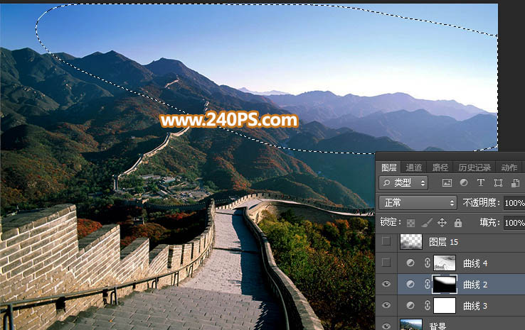 Photoshop給長(zhǎng)城照片添加斜陽(yáng)美景結(jié)果,圖趣網(wǎng)