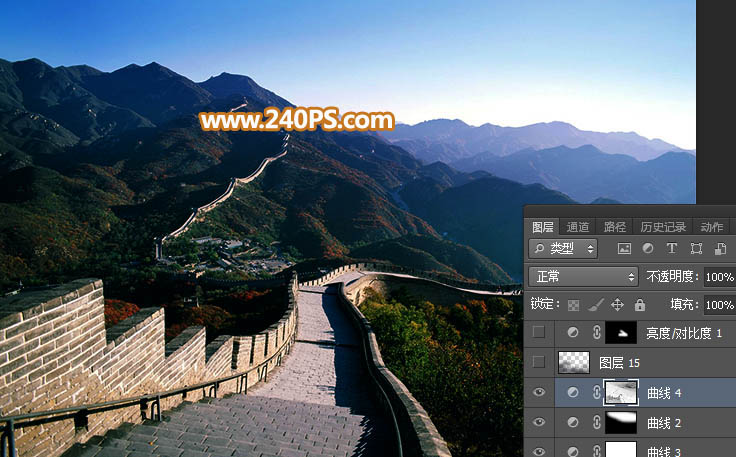 Photoshop給長(zhǎng)城照片添加斜陽(yáng)美景結(jié)果,圖趣網(wǎng)