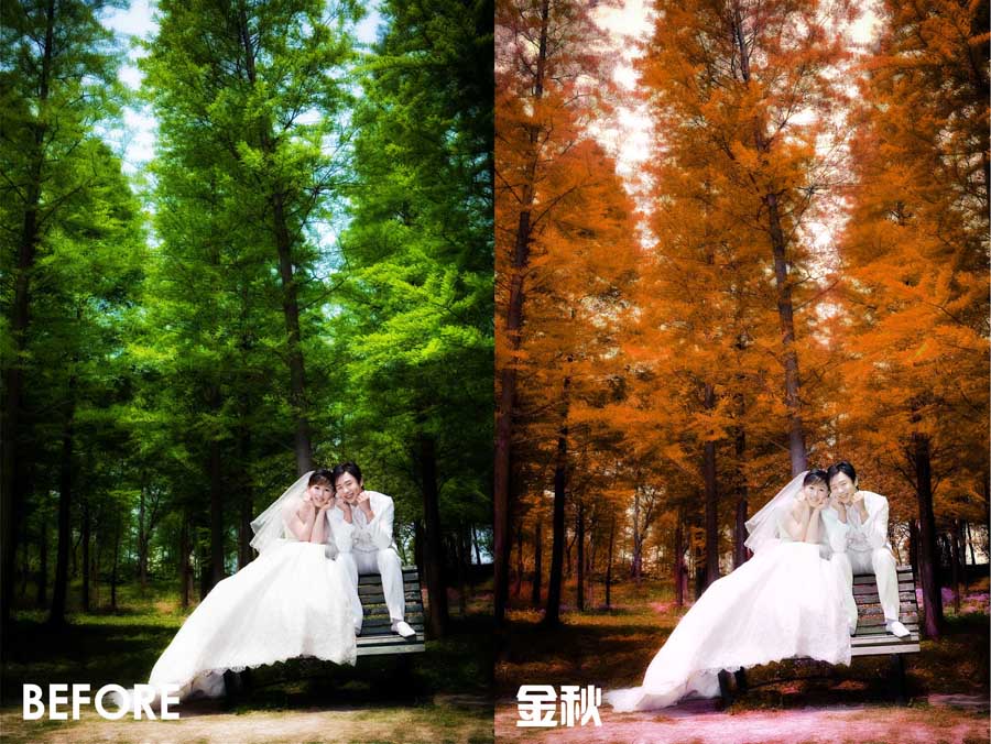 Photoshop調(diào)出婚紗外景春夏秋冬四季結(jié)果,破洛洛